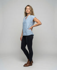 Sigrid Linen Blouse with Sleeveless