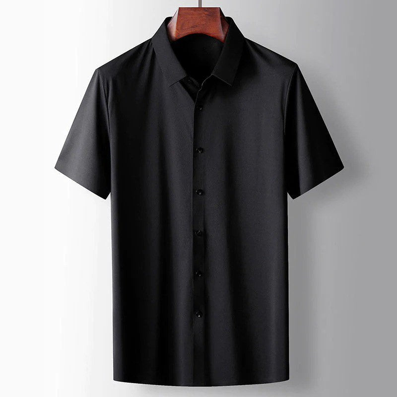 Silas Casual Silk Shirt in Black