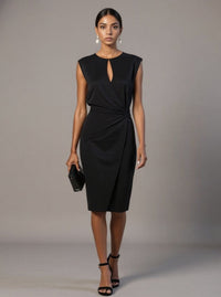 Silvaine Women's Sleeveless Formal Midi Dress in Black