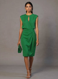 Silvaine Women's Sleeveless Formal Midi Dress in Green