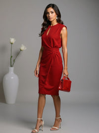 Silvaine Women's Sleeveless Formal Midi Dress in Red
