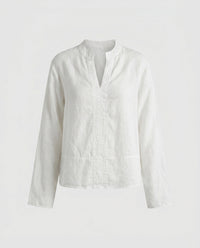 Simone Casual Linen Blouse in White