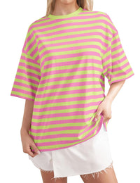 Simone Casual T-Shirt with Oversized in Neon Pink