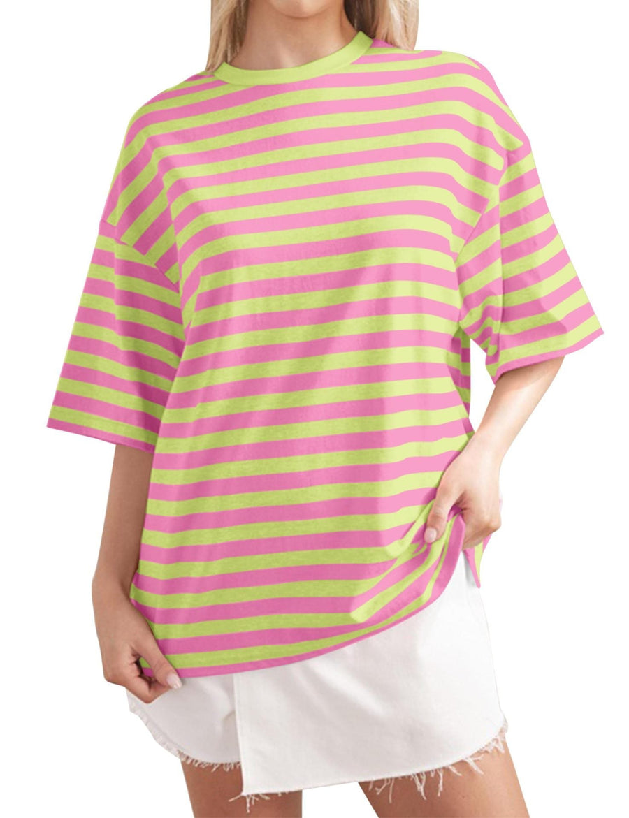 Simone Casual T-Shirt with Oversized in Neon Pink