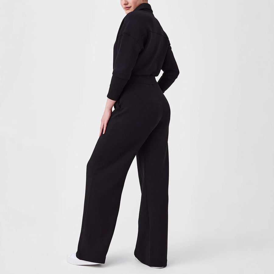 Simone Elegant Jumpsuit with Stand Collar and Zip Front