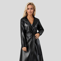 Simone Elegant Leather Trench Coat