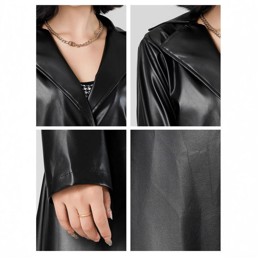 Simone Elegant Leather Trench Coat