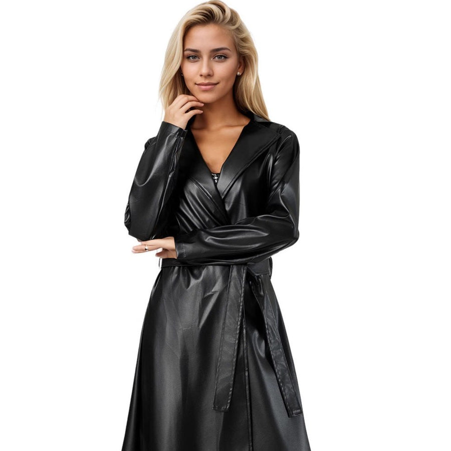 Simone Elegant Leather Trench Coat