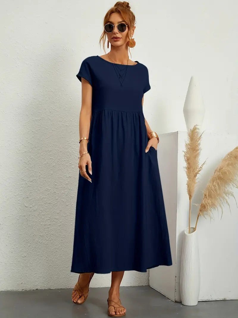 Simone Linen Summer Dress with Pockets