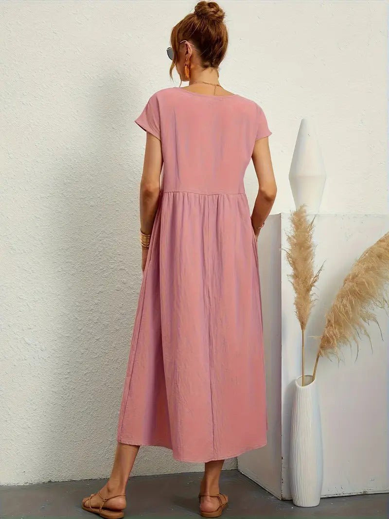 Simone Linen Summer Dress with Pockets