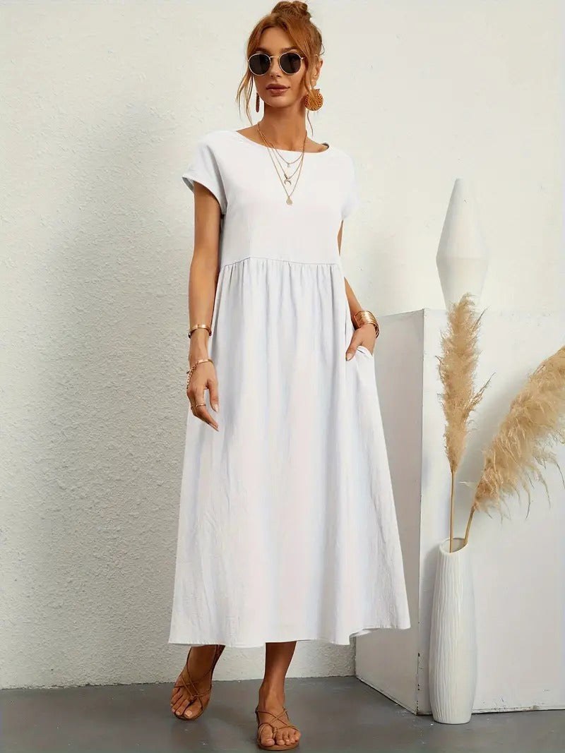 Simone Linen Summer Dress with Pockets