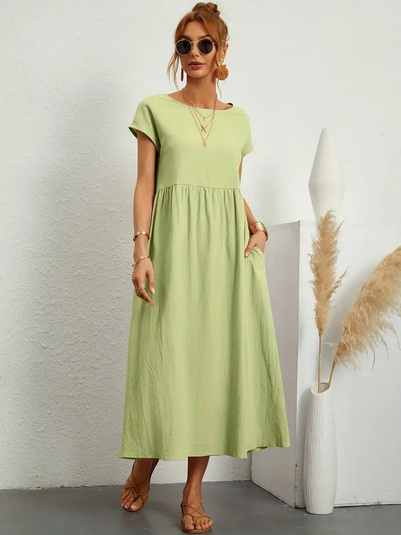Simone Linen Summer Dress with Pockets