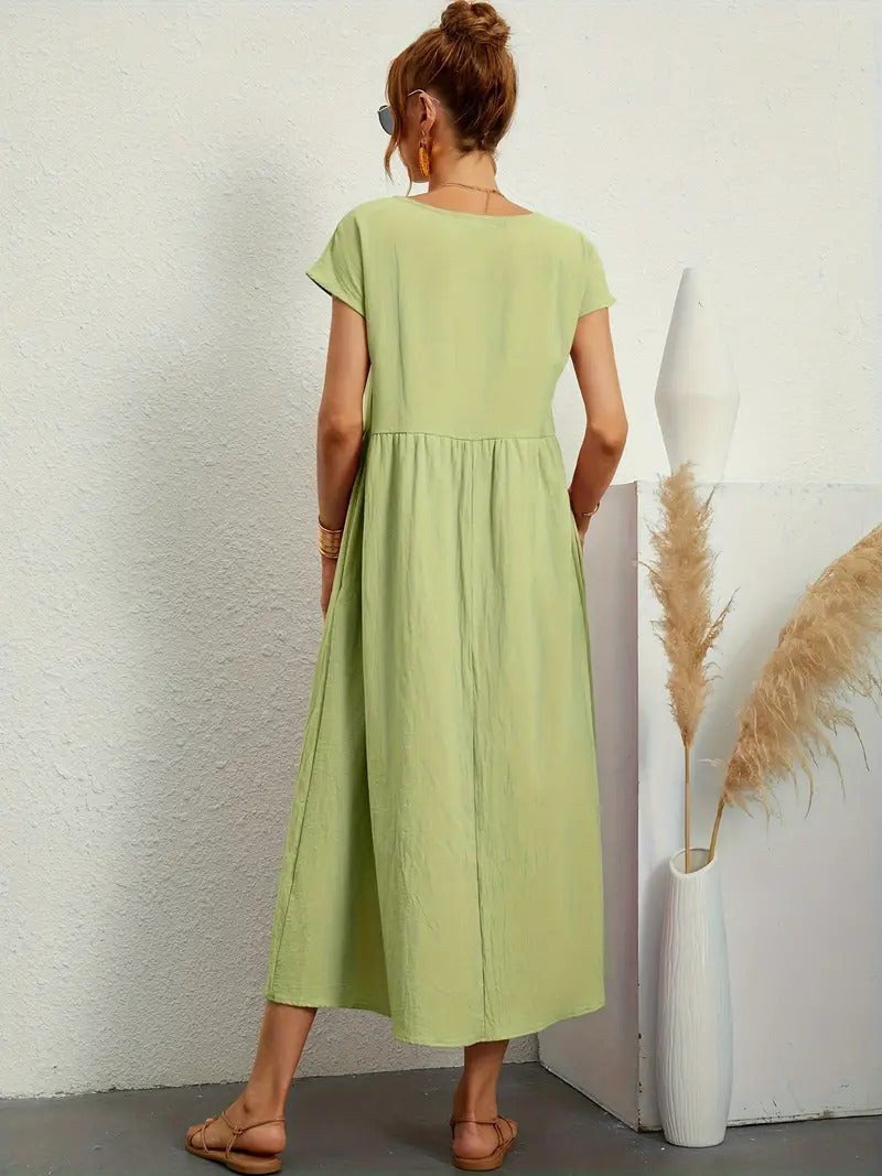 Simone Linen Summer Dress with Pockets
