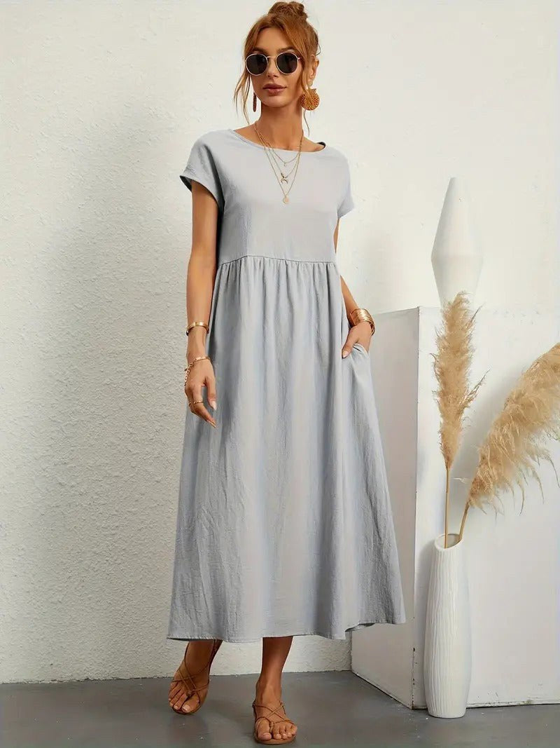 Simone Linen Summer Dress with Pockets