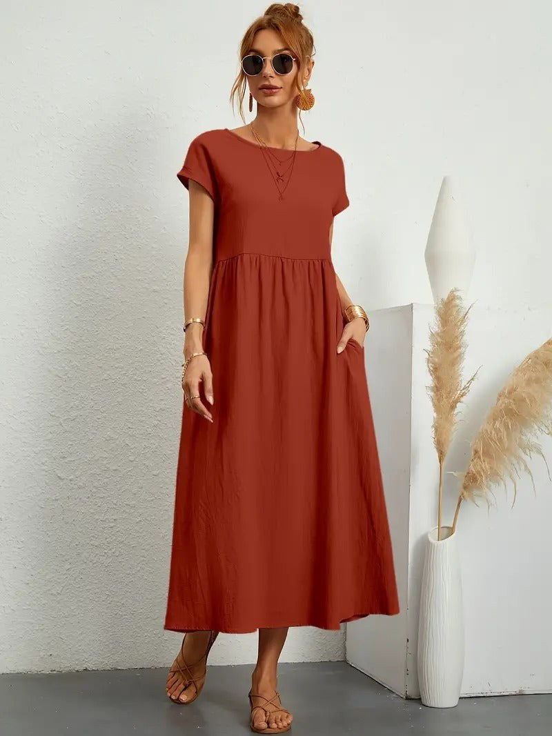Simone Linen Summer Dress with Pockets