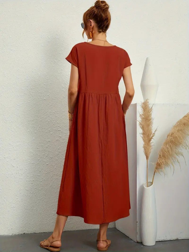 Simone Linen Summer Dress with Pockets