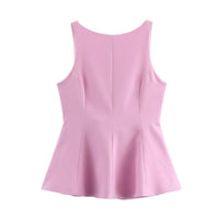 Siri Elegant Top with Sleeveless in Pink