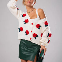 Siri Knit Cardigan with Oversized in Red
