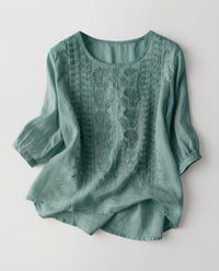 Siri Linen Blouse in Cyan