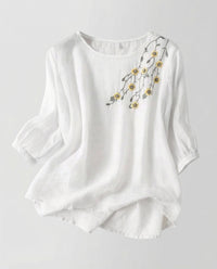 Siri Linen Blouse in Ivory