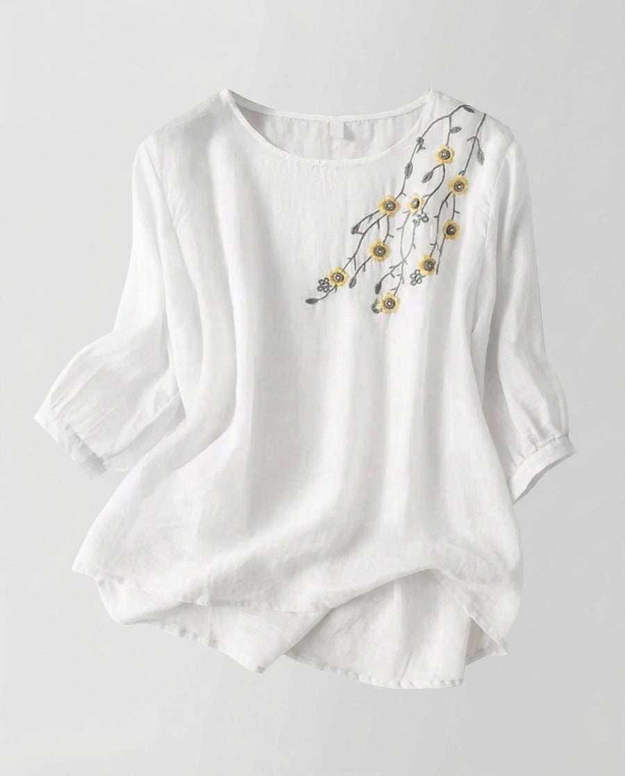 Siri Linen Blouse in Ivory