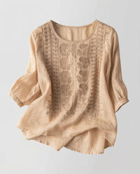 Siri Linen Blouse in Khaki