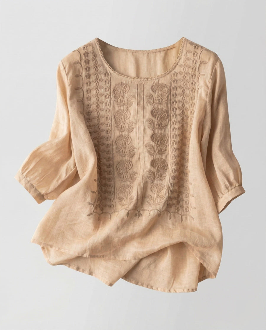 Siri Linen Blouse in Khaki