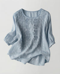 Siri Linen Blouse in Light Blue
