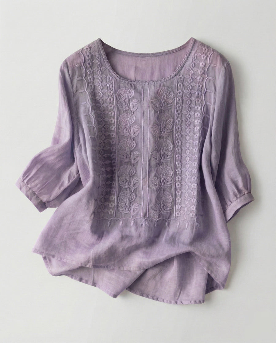 Siri Linen Blouse in Purple