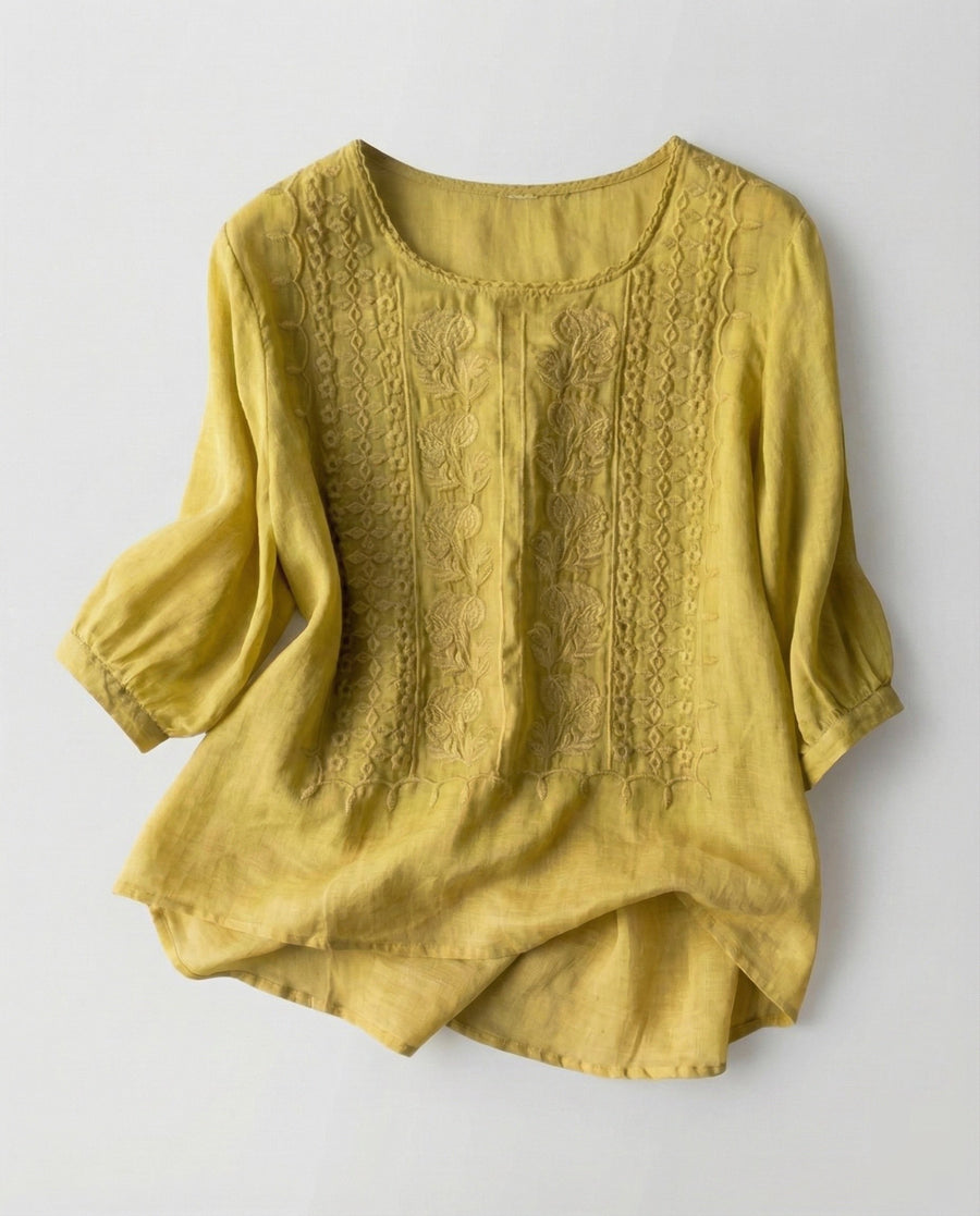Siri Linen Blouse in Yellow