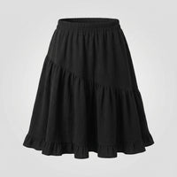 Siri Linen Skirt with Elastic Waist in Black