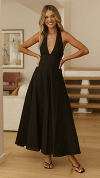 Skye Floral Maxi Dress in Chocolate