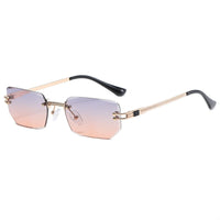 Skye™ Modern Rimless Sunglasses in Gold & Blue-Orange
