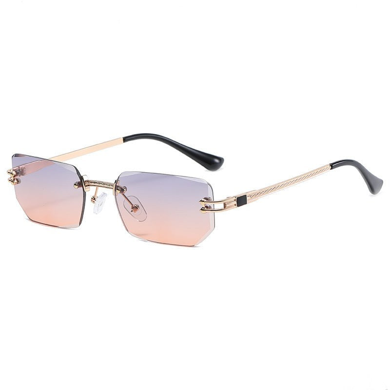 Skye™ Modern Rimless Sunglasses in Gold & Blue-Orange