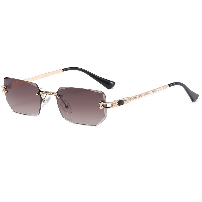 Skye™ Modern Rimless Sunglasses in Gold & Brown