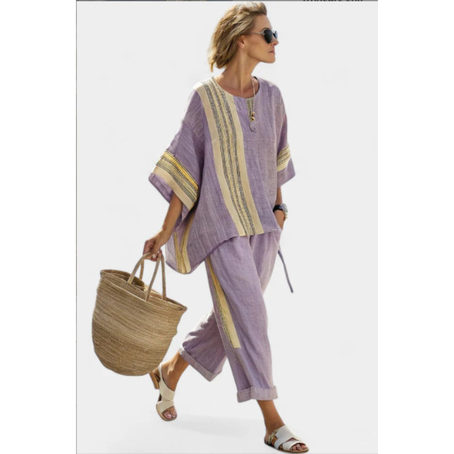 Skye™ Striped Two-Piece Set in Purple