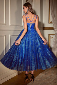Sleeveless Tea Length Glitter Dress By Ladivine CD996T
