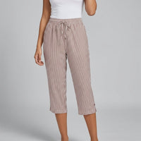 Slena Striped Wide-Leg Pants in Caramel