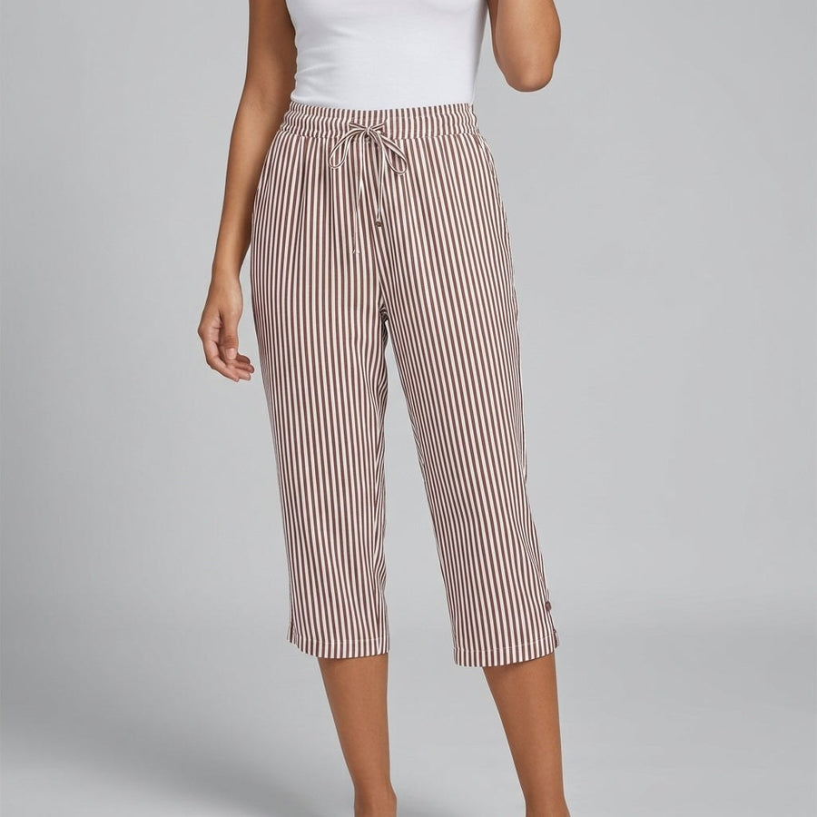 Slena Striped Wide-Leg Pants in Caramel