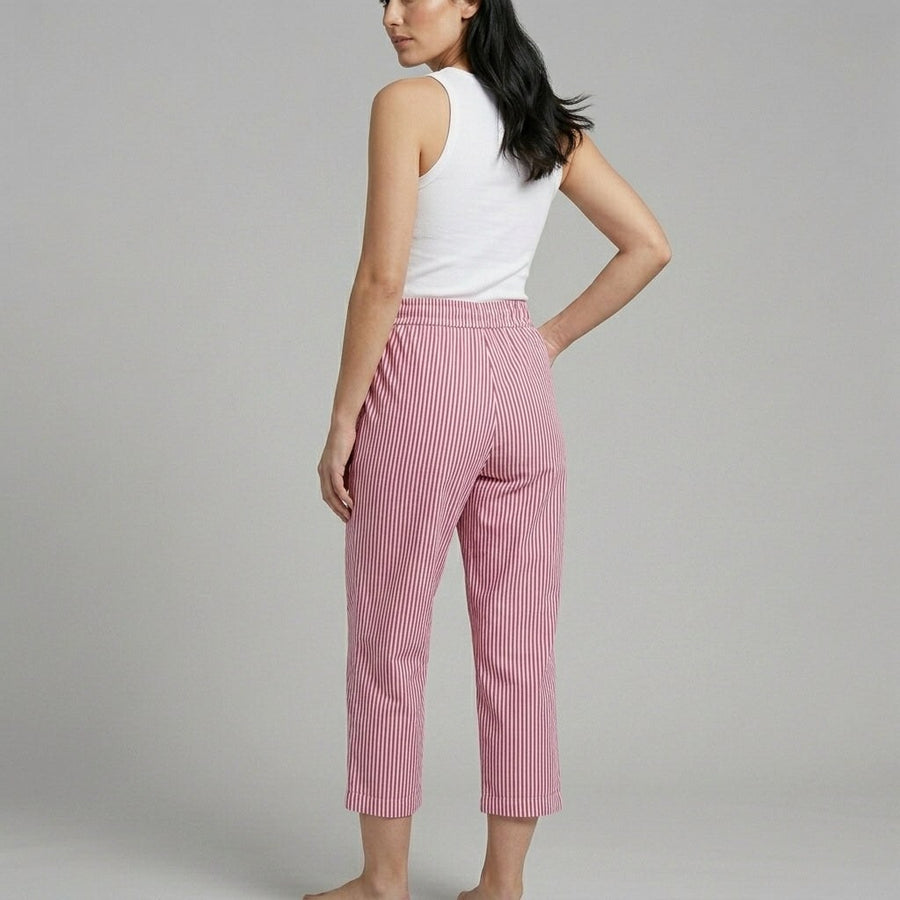 Slena Striped Wide-Leg Pants in Rose
