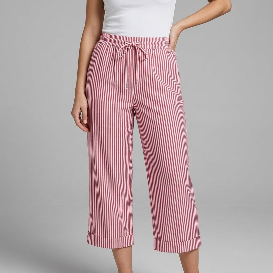 Slena Striped Wide-Leg Pants in Rose