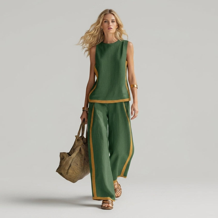 Sloane Contrast Trim Set in Emerald