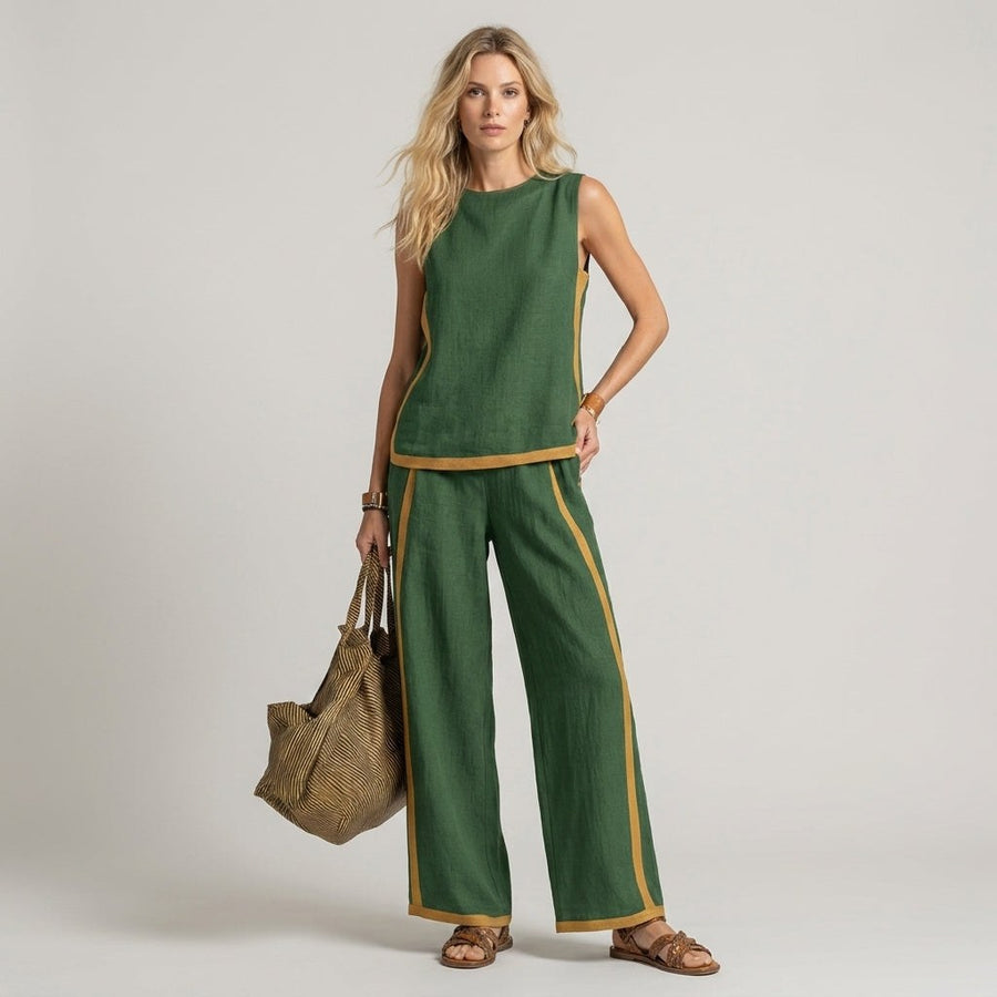 Sloane Contrast Trim Set in Emerald