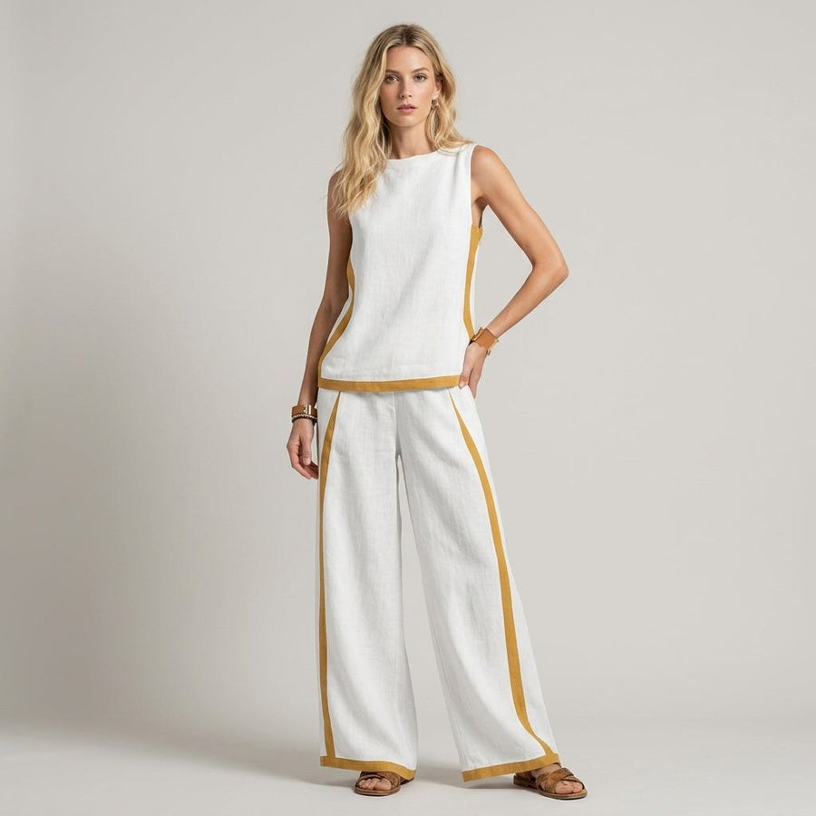 Sloane Contrast Trim Set in Pearl