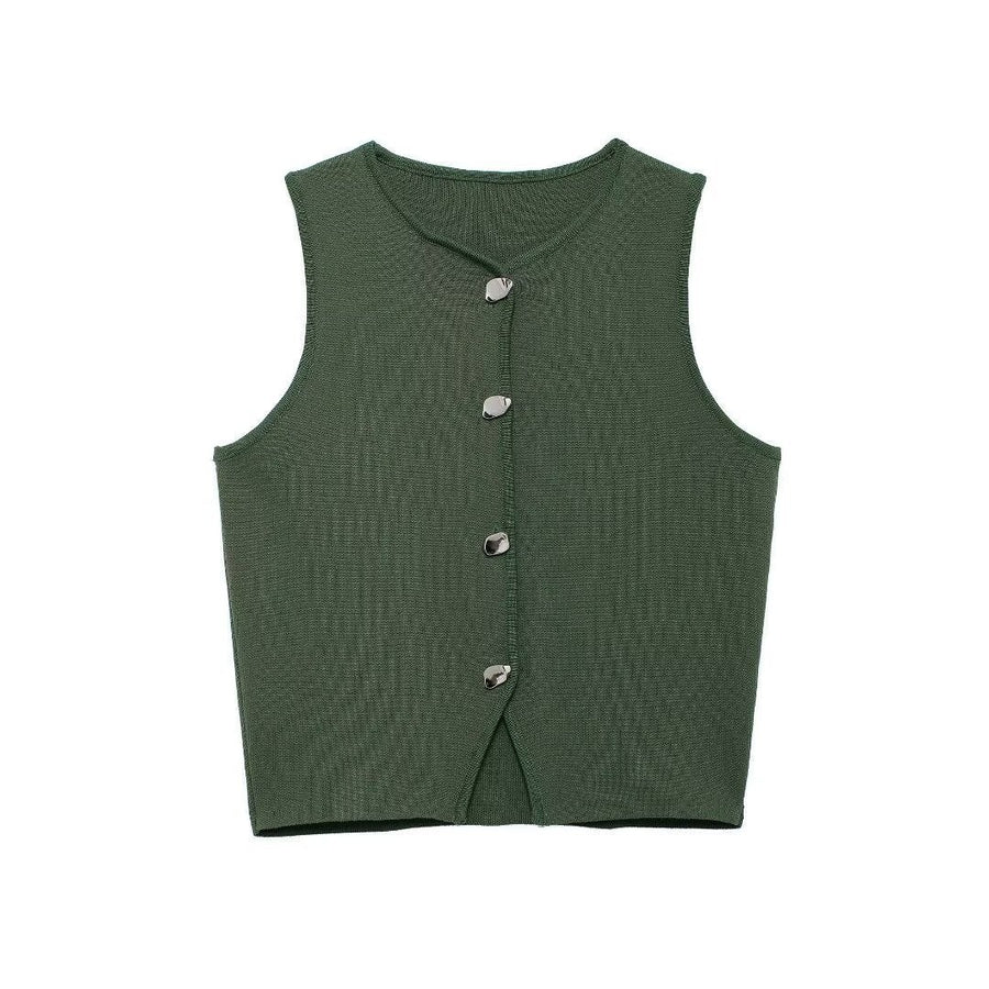 Sloane Knit Top with Sleeveless in Green