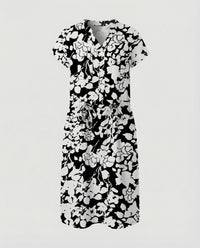 Sloane Linen Blend Midi Dress with Drawstring Waist in Black