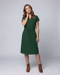 Sloane Linen Blend Midi Dress with Drawstring Waist
