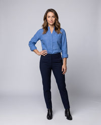 Sloane Relaxed Linen Blouse with Stand Collar and Button Front