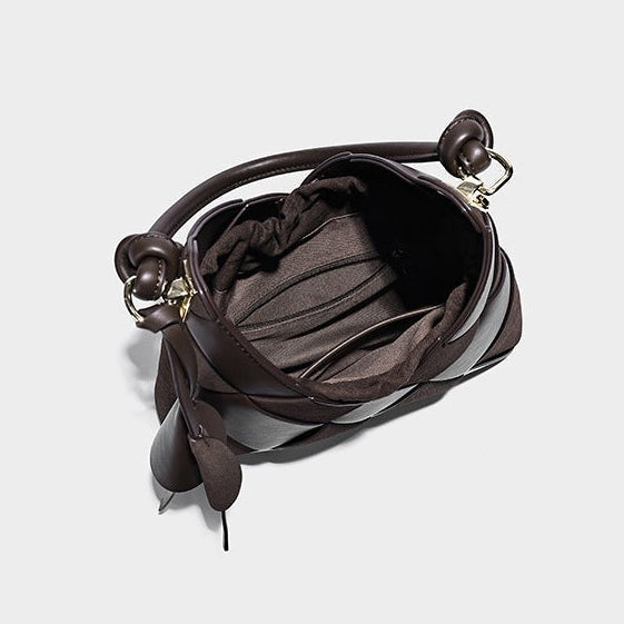 Sloane Woven Shoulder Bag in Espresso Brown