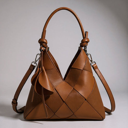 Sloane Woven Shoulder Bag in Sienna Brown